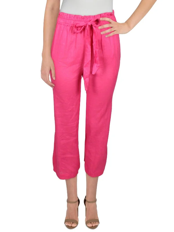 Score Huge Discounts Today!Womens Linen Tie Front Wide Leg Pants